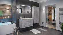 Set di mobili da bagno Firenze 100 (4 parti/B) grigio cemento e specchio a LED