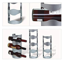 AniU - Supporto per vino in acciaio inox, da parete, con 4 scomparti