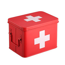 Cassetta Pronto Soccorso | Kit Pronto Soccorso in Metallo con 4 Scomparti a Doppio Livello Per La Conservazione | Valigetta Pronto Soccorso | 21,5 x 15 x 16 cm | HARIMA