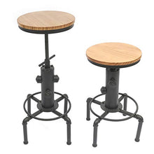 Aohuada - 2 sgabelli da bar vintage, design industriale, altezza regolabile, 60-80 cm