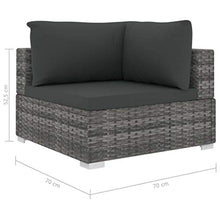 vidaXL Set Divani da Giardino 5 pz con Cuscini Foderati Lavabili Modulare Leggero Elegante Arredi da Esterno in Polyrattan Grigio Telaio in Acciaio