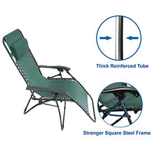 Todeco Sdraio per Giardino, Sedia Pieghevole A gravità Zero, 165 x 112 x 65 cm, Verde, con Cuscino, Textilene, Carico Massimo: 100 kg, Materiale: Acciaio
