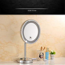 specchio trucco,specchio trucco,Specchio per il trucco a LED in rame da 8 pollici, specchio per il trucco luminoso pieghevole di bellezza da tavolo cromato