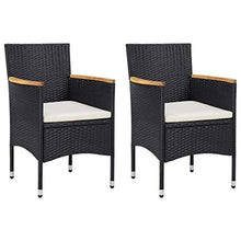SKM Set Mobili da Pranzo per Giardino 3 pz Nero Polyrattan e Acacia (21kg)