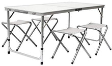 AMANKA Tavolino da PIC-nic incl 4 Sgabelli Tavolo da Campeggio 120x60x70cm Altezza Regolabile Pieghevole Formato Valigia Grigio Chiaro