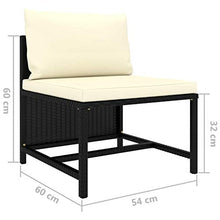 Festnight Divano da Giardino a 4 Posti con Cuscini Bianco Crema in Polyrattan Nero