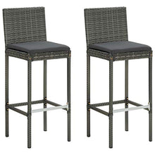 vidaXL Set Bar da Giardino 3 pz con Cuscini in Polyrattan Grigio