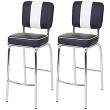 Coppia sgabelli Design Anni 50 Avellino Metallo Ecopelle 46x38x107cm Nero