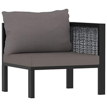 SKM Set Divani da Giardino 8 pz con Cuscini in Polyrattan Antracite (57.22kg)
