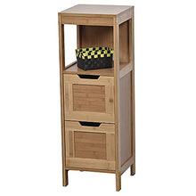TENDANCE Mahe Armadietto con 2 cassetti in MDF e 1 ripiano, in Legno di bambù, Rovere Bianco