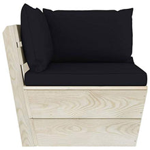 SKM Set Divani da Giardino su Pallet 10 pz con Cuscini Legno Abete (197.9kg) Nero