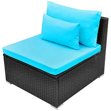 vidaXL Divano da Giardino in Polirattan Blu Divani Tavolo Sdraio con Cuscini