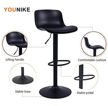 YOUNIKE Sgabelli da Bar con Altezza Regolabile e Rotazione a 360°, Design Moderno ergonomico e aerodinamico per bancone Bar, Cucina e casa, Set da 2, Nero