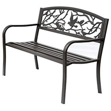 miozzi Panchina da Giardino in Acciaio con Schienale Decorato 127x60 cm Bechy Marrone
