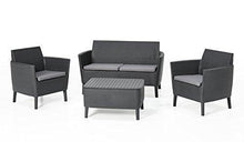 Keter Salemo Lounge Set, Set Mobili da Giardino in Rattan con Divano 2 Posti 2 Poltrone e Tavolino Porta Cuscini, Grafite - Arredi Casa