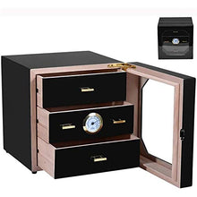 TGhosts Cigar Humidor, Medio Cigar Humidor Gabinetto con igrometro e umidificatore, Legno di Cedro Foderato e 3 cassetti Strato