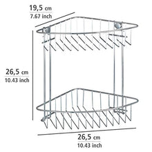 WENKO Portaoggetti in filo angolare a 2 ripiani Classic, Acciaio, 26.5 x 26.5 x 19.5 cm, Cromo