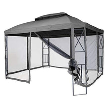 Mendler Gazebo pergola baldacchino con zanzariere HWC-E42 Acciaio 3x3,6m Grigio