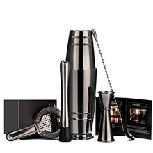 YLJB Strumenti per La Preparazione di Cocktail Black Placcato Boston Cocktail Shaker Bar Set: Shaker Tin, Cocktail Strointer, Double Jigger, Versatore per CenaMisurazione