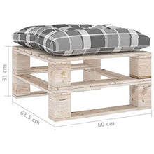vidaXL Pouf da Giardino Pallet Cuscino a Quadri Grigio Legno di Pino