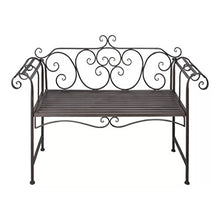 Festnight Panche da Giardino, Panchina da Giardino 132 cm, Panchina da Esterni in Acciaio Stile Anticato Marrone