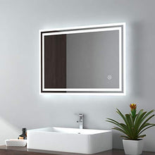 EMKE Specchio bagno LED 50x70cm specchio da bagno con illuminazione specchio da parete a luce bianca fredda con interruttore touch + anti-appannamento IP44 a risparmio energetico