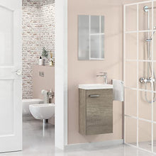 24010555 Baikal - Mobile con lavabo e Specchio Toilette, Legno di Rovere Grigio