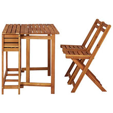 Tidyard Tavolo con Fioriera da Balcone e 2 Sedie in Massello di Acacia