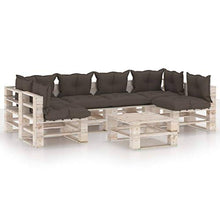 SKM Set Divani da Giardino Pallet 7 pz con Cuscini in Legno di Pino (157.76kg) -6281