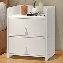 LICHUAN Tavolino da comodino in MDF con 2 cassetti, semplice comodino comodino consolle comodino per camera da letto, libreria da ufficio, tavolino bianco facile da montare