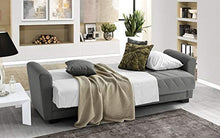 Divano 3 posti in tessuto lavabile grigio - 220 x 88 x 83h cm, vano contenitore, trasformabile in letto una piazza e mezza