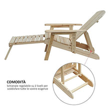 Outsunny Sedia a Sdraio Adirondack da Giardino Pieghevole Regolabile con Poggiapiedi 70 x 175 x 98cm