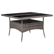 FAMIROSA Tavolo da Pranzo per Giardino in Polyrattan Grigio e Vetro-6190