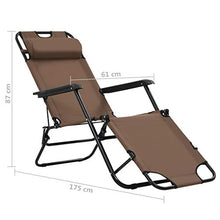 vidaXL 2X Lettini Prendisole Pieghevoli e Poggiapiedi Marrone Sdraio Giardino