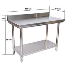 Wiltec Tavolo di Lavoro in Acciaio Inox con Bordo di Protezione 100 x 60 x 85 cm