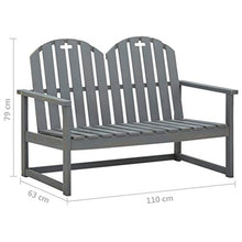 vidaXL Panchina da giardino in legno di acacia, 2 posti, panchina in legno massello, divano da giardino, terrazza, balcone, grigio, 110 cm