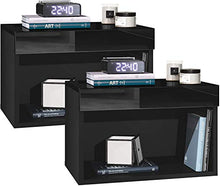elb Due Comodini Design sospesi o a Terra. Frontali in 12 Colori a Scelta. Anche con con luci a LED. Modello Giga (Nero Lucido)