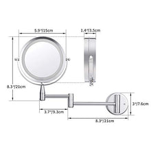 LZNAN - Specchio da trucco a LED da 6 pollici, ingrandimento 1X/5X, montaggio a parete, regolabile, doppio braccio allungabile
