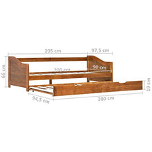 SKM Divano Letto a Scomparsa Marrone Miele Legno di Pino 90x200 cm
