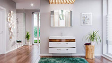 Set di mobili da bagno Malema in noce bianco con frontale arrotondato 3 pz.