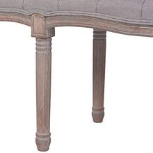 Festnight- Panca in Legno Massello e Lino 150x40x48 cm Grigio Chiaro