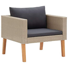 FAMIROSA Set Divani da Giardino 3 pz con Cuscini in Polyrattan Beige-0217