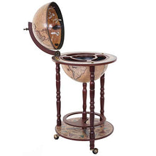 Mini Bar portabottiglie Carrello con Ruote mappamondo HWC-D83 Marrone