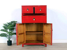 Yajutang - Cassettiera cinese con 3 cassetti, 2 ante, colore: Rosso