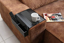 Vassoio per divano con base in EVA, telecomando e supporto per cellulare, organizer per braccioli, bracciolo con tasche, adatto a braccia quadrate (nero)