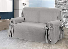 BIANCHERIAWEB Copridivano Fodera Telo Protezione Divano con Laccetti Fiocco Disegno Lord 3 Posti Grigio