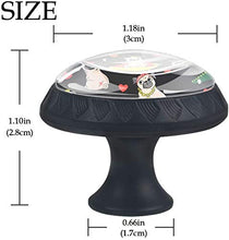 Gentili Pug Dog Princess Queen King Gentlemen Pomelli per Porta Set di 4 Pomelli per Mobili Manopole per Cassetti Cucina Armadio Vetro