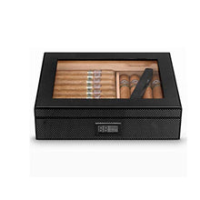 SMEJS Portable Spagna Cedar portasigari di Legno di Viaggio Cigar Humidor Set con umidificatore e igrometro Fibra di Carbonio Storage Box