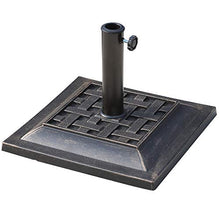 Outsunny Basamento per Ombrellone da Giardino in Resina e Acciaio in Stile Vintage, 44x44x32cm, Nero e Bronzo