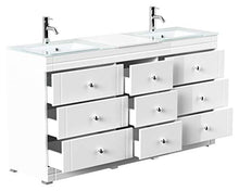 Mobile bagno a terra Vitro Classic con lavabos in vetro bianco lucido
